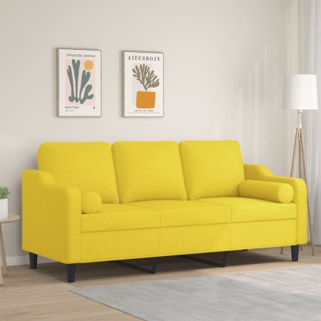 Sofá de 3 plazas con cojines tela amarillo claro 180 cm von , Sofas - Ref: Foro24-3200858, Preis: 244,35 €, Rabatt: %