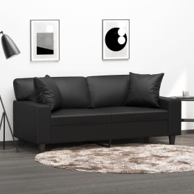 Sofá de 2 plazas con cojines cuero sintético negro 140 cm von , Sofas - Ref: Foro24-3200866, Preis: 266,97 €, Rabatt: %