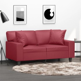 Sofá de 2 plazas con cojines cuero sintético rojo tinto 120 cm by , Sofas - Ref: Foro24-3200864, Price: 276,17 €, Discount: %