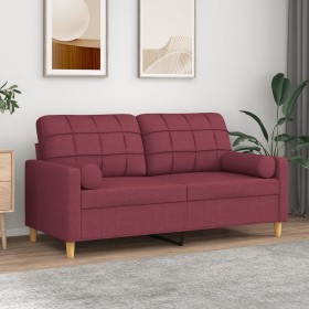 Sofá de 2 plazas con cojines tela rojo tinto 140 cm by , Sofas - Ref: Foro24-3200788, Price: 218,56 €, Discount: %