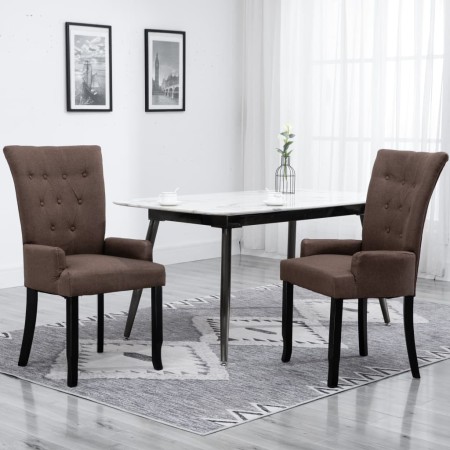 Silla de comedor con reposabrazos de tela marrón von , Essstühle - Ref: Foro24-248462, Preis: 118,47 €, Rabatt: %