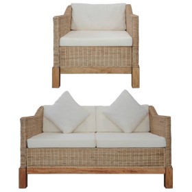 Juego de sofás de 2 piezas con cojines de ratán natural von , Sofas - Ref: Foro24-278614, Preis: 730,46 €, Rabatt: %