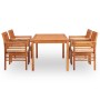 Set comedor de jardín 5 pzas y cojines madera maciza de acacia