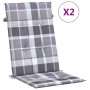 Cojín silla jardín respaldo alto 2 uds cuadros gris 120x50x3 cm by , Cushions for chairs and sofas - Ref: Foro24-314128, Pric...