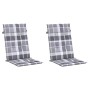 Cojín silla jardín respaldo alto 2 uds cuadros gris 120x50x3 cm by , Cushions for chairs and sofas - Ref: Foro24-314128, Pric...