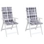 Cojín silla jardín respaldo alto 2 uds cuadros gris 120x50x3 cm by , Cushions for chairs and sofas - Ref: Foro24-314128, Pric...