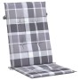Cojín silla jardín respaldo alto 2 uds cuadros gris 120x50x3 cm by , Cushions for chairs and sofas - Ref: Foro24-314128, Pric...