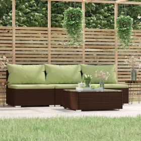 Set muebles de jardín 4 piezas y cojines ratán sintético marrón by , Garden sets - Ref: Foro24-317562, Price: 375,37 €, Disco...