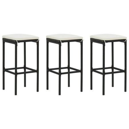 Taburetes de cocina con cojines 3 uds ratán sintético negro by , Kitchen stools - Ref: Foro24-313443, Price: 170,46 €, Discou...