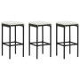 Taburetes de cocina con cojines 3 uds ratán sintético negro by , Kitchen stools - Ref: Foro24-313443, Price: 170,46 €, Discou...