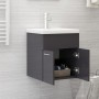Schrank mit Waschbecken aus glänzendem grauem Holzwerkstoff von vidaXL, Badezimmerwaschtische - Ref: Foro24-3070819, Preis: 1...