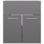 Schrank mit Waschbecken aus glänzendem grauem Holzwerkstoff von vidaXL, Badezimmerwaschtische - Ref: Foro24-3070819, Preis: 1...