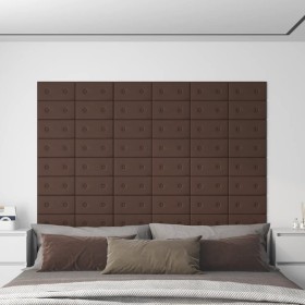 Paneles de pared 12 uds cuero sintético marrón 30x15 cm 0,54 m² de , Recubrimiento de paredes - Ref: Foro24-343973, Precio: 2...