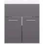 Schrank mit Waschbecken aus glänzendem grauem Holzwerkstoff von vidaXL, Badezimmerwaschtische - Ref: Foro24-3070819, Preis: 1...