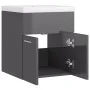 Schrank mit Waschbecken aus glänzendem grauem Holzwerkstoff von vidaXL, Badezimmerwaschtische - Ref: Foro24-3070819, Preis: 1...