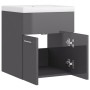 Schrank mit Waschbecken aus glänzendem grauem Holzwerkstoff von vidaXL, Badezimmerwaschtische - Ref: Foro24-3070819, Preis: 1...