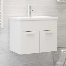 Schrank mit Waschbecken aus glänzend weißer Spanplatte von vidaXL, Badezimmerwaschtische - Ref: Foro24-3070820, Preis: 140,82...