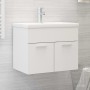 Schrank mit Waschbecken aus glänzend weißer Spanplatte von vidaXL, Badezimmerwaschtische - Ref: Foro24-3070820, Preis: 140,58...