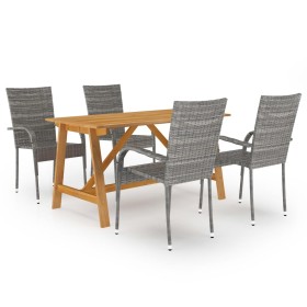 Juego de comedor para jardín 5 piezas gris de vidaXL, Conjuntos de jardín - Ref: Foro24-3068751, Precio: 331,58 €, Descuento: %