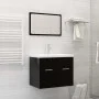 Badezimmermöbelset aus glänzend schwarzer Spanplatte von vidaXL, Badezimmermöbel - Ref: Foro24-3070872, Preis: 150,72 €, Raba...