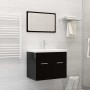 Badezimmermöbelset aus glänzend schwarzer Spanplatte von vidaXL, Badezimmermöbel - Ref: Foro24-3070872, Preis: 149,35 €, Raba...