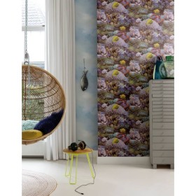 Noordwand Papel Good Vibes Coral and Tropical Fish amarillo morado by , Painted paper - Ref: Foro24-440437, Price: 19,78 €, D...