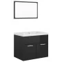 Badezimmermöbelset aus glänzend schwarzer Spanplatte von vidaXL, Badezimmermöbel - Ref: Foro24-3070872, Preis: 150,72 €, Raba...