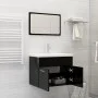 Badezimmermöbelset aus glänzend schwarzer Spanplatte von vidaXL, Badezimmermöbel - Ref: Foro24-3070872, Preis: 150,72 €, Raba...
