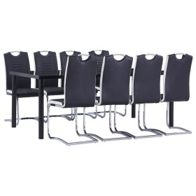 Juego de comedor 9 piezas cuero sintético negro by , Furniture sets for kitchens and dining rooms - Ref: Foro24-3053165, Pric...