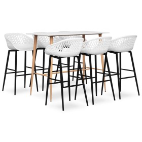 Mesa alta y taburetes de bar de 7 piezas blanco de , muebles para cocinas y comedores - Ref: Foro24-3057446, Precio: 503,24 €...