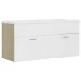 White chipboard and Sonoma oak cabinet with sink by vidaXL, bathroom vanities - Ref: Foro24-3070852, Price: 277,49 €, Discoun...