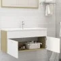 White chipboard and Sonoma oak cabinet with sink by vidaXL, bathroom vanities - Ref: Foro24-3070852, Price: 277,49 €, Discoun...