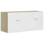 White chipboard and Sonoma oak cabinet with sink by vidaXL, bathroom vanities - Ref: Foro24-3070852, Price: 277,49 €, Discoun...