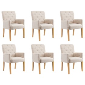 Sillas de comedor con reposabrazos 6 unidades de tela beige von , Essstühle - Ref: Foro24-3058299, Preis: 1,00 €, Rabatt: %