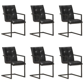 Sillas voladizas de comedor 6 unidades cuero auténtico negro von , Essstühle - Ref: Foro24-3059820, Preis: 926,69 €, Rabatt: %