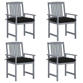 Sillas de jardín con cojines 4 uds madera maciza de acacia gris by , Garden chairs - Ref: Foro24-3061266, Price: 277,43 €, Di...