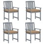 Sillas de jardín con cojines 4 uds madera maciza de acacia gris by , Garden chairs - Ref: Foro24-3061258, Price: 277,55 €, Di...
