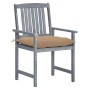 Sillas de jardín con cojines 4 uds madera maciza de acacia gris by , Garden chairs - Ref: Foro24-3061258, Price: 277,55 €, Di...
