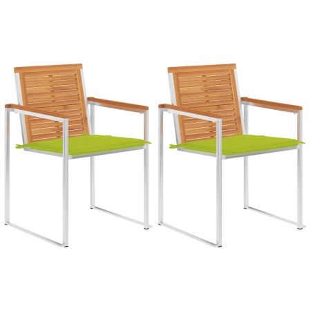 Sillas de jardín con cojines 2 uds madera maciza acacia y acero by , Garden chairs - Ref: Foro24-3061499, Price: 237,83 €, Di...