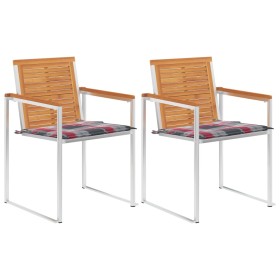 Sillas de jardín con cojines 2 uds madera maciza acacia y acero von , Gartenstühle - Ref: Foro24-3061501, Preis: 254,93 €, Ra...