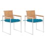 Sillas de jardín con cojines 2 uds madera maciza teca y acero de , Sillas de jardín - Ref: Foro24-3061534, Precio: 276,97 €