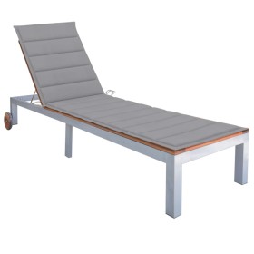 Tumbona con cojín madera maciza de acacia y acero galvanizado de , Tumbonas - Ref: Foro24-3061543, Precio: 260,92 €, Descuent...