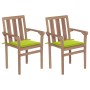 Sillas de jardín 2 uds con cojines verde brillante madera teca von , Gartenstühle - Ref: Foro24-3062219, Preis: 259,98 €, Rab...