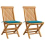 Sillas de jardín 2 unidades con cojines azules madera de teca von , Gartenstühle - Ref: Foro24-3062464, Preis: 134,95 €, Raba...