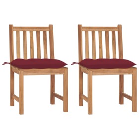 Sillas de jardín 2 unidades madera maciza de teca con cojines von , Gartenstühle - Ref: Foro24-3062940, Preis: 235,99 €, Raba...