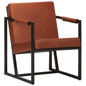 Sillón de cuero auténtico marrón de , Sillones - Ref: Foro24-247800, Precio: 220,00 €, Descuento: %