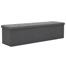 Banco almacenaje plegable lino sintético 150x38x38 gris oscuro de , Bancos para recibidores y almacenamiento - Ref: Foro24-24...