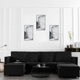 Sofá cama extraíble de 4 plazas tela negro von , Sofas - Ref: Foro24-287224, Preis: 1,00 €, Rabatt: %