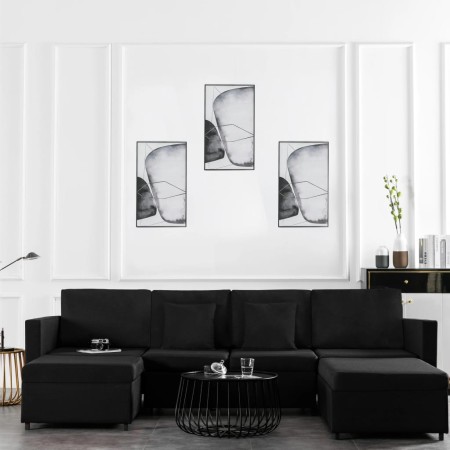 Sofá cama extraíble de 4 plazas tela negro von , Sofas - Ref: Foro24-287224, Preis: 1,00 €, Rabatt: %