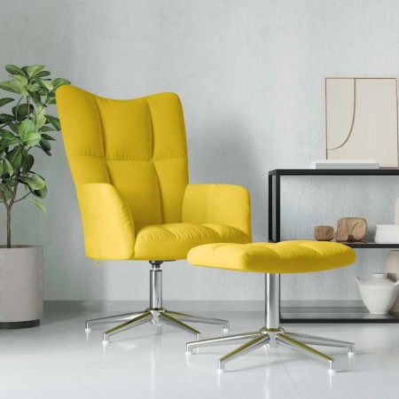 Sillón de relax con taburete terciopelo amarillo mostaza by , Armchairs - Ref: Foro24-328135, Price: 174,46 €, Discount: %